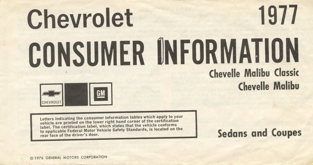 1977 Chev Chevelle Owners Manual Page 64